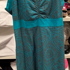 Prana Teal Patterned Midi Dress